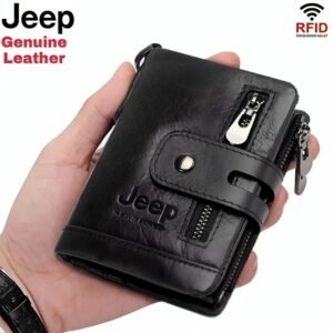 100% Original Leather Money Bag - Black