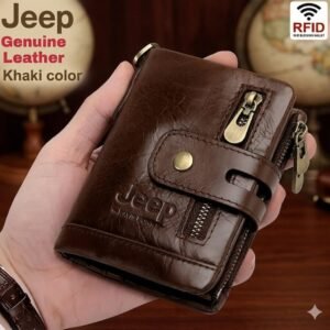100% Original Leather Money Bag -(Khaki Colour)